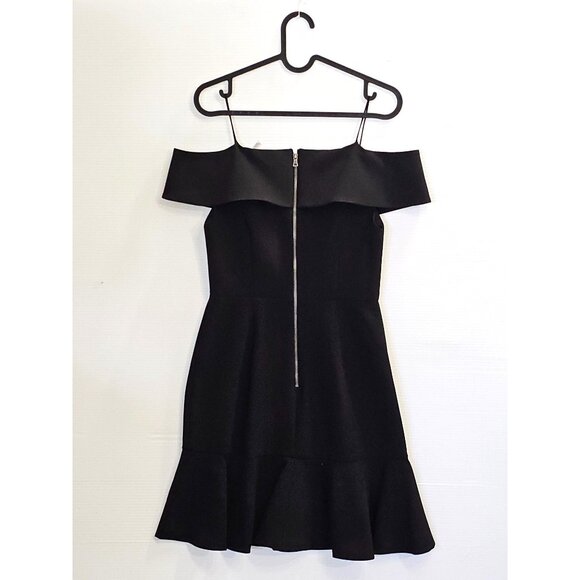 NWT Alice + Olivia Women's Black Dash Cold-Shoulder Flounce Dress Sz 4 1939 - Picture 15 of 15